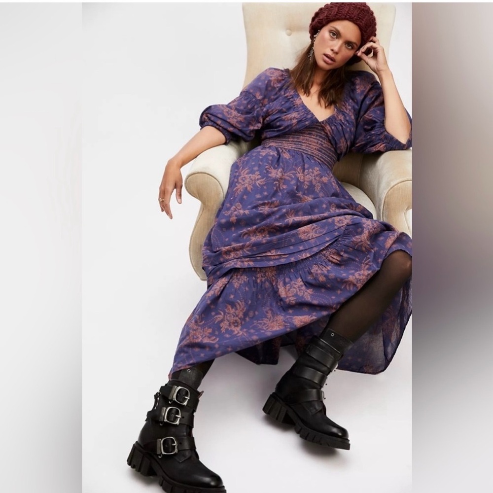 Free People Purple Floral Midi Dress